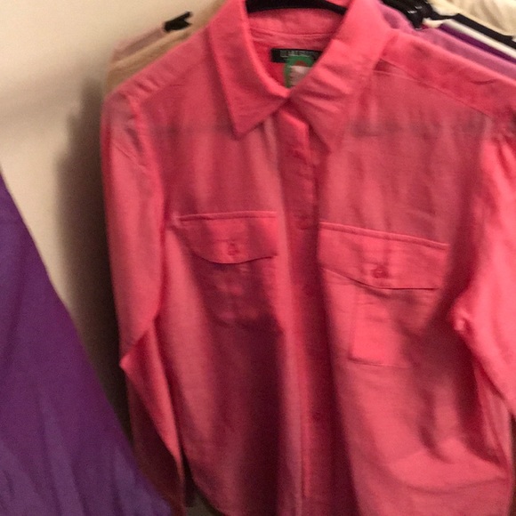 Lauren by Ralph Lauren sheer silky button down - Picture 6 of 8